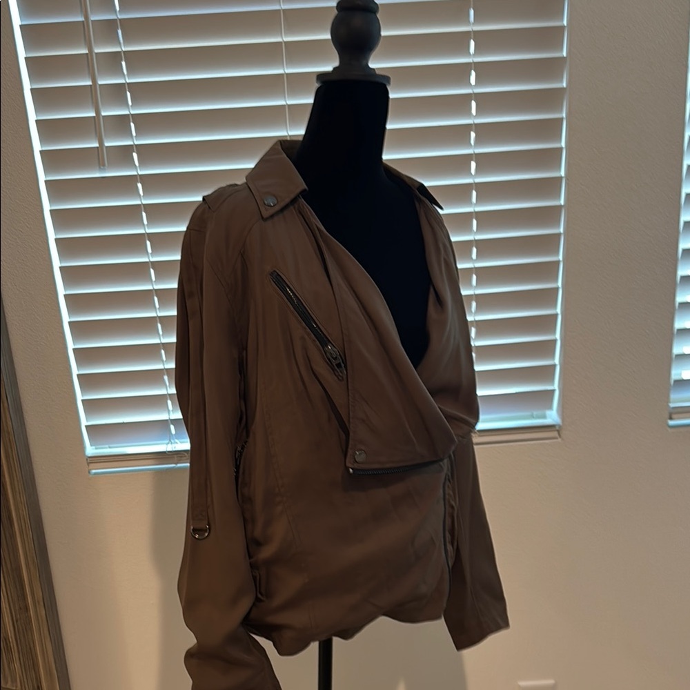 Blank NYC Brown Leather Jacket Classic Tailored Style